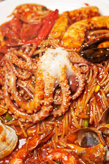Obraz na płótnie Canvas Braised Spicy Seafood,Braised Spicy Seafood and Octopus 