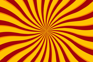 Red and yellow swirl sunburst abstract retro background design vector