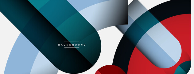 Fototapeta premium Trendy shapes, color minimal design composition, lines and shadows for wallpaper banner background or landing page