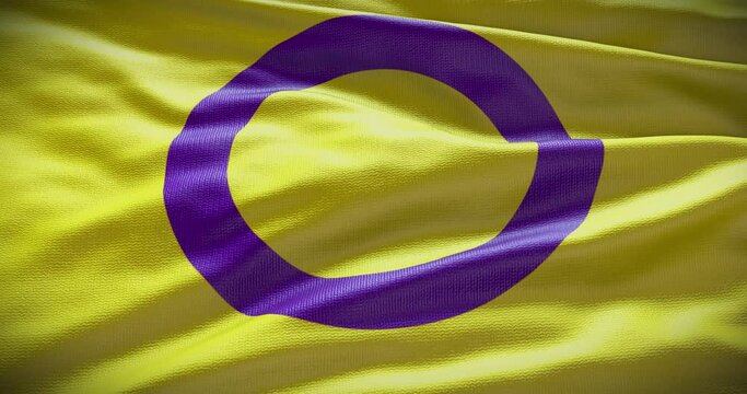 Intersex symbol background. Intersexual waving flag