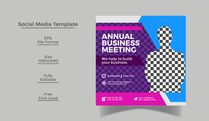 Business annual summit conference social media post and web banner and Instagram template design