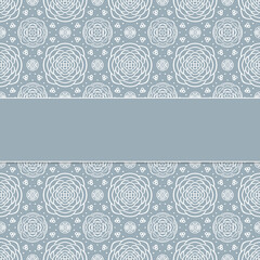 white pattern on a gray background with a window for inscriptions and greetings, for festive packaging and web design
