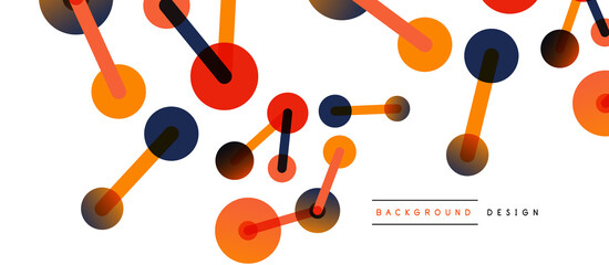 Abstract background. Round dots connected by lines. Trendy techno business template for wallpaper, banner, background or landing