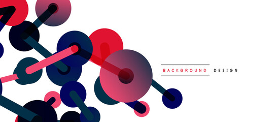 Line points connections geometric abstract background. Circles connected by lines. Trendy techno business template for wallpaper, banner, background or landing