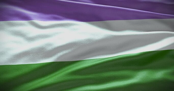 Genderqueer symbol. Waving flag background 4k