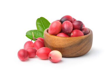 Carissa carandas (Karanda ,Carunda, Karonda, Koromcha) fruits isolated on white background.