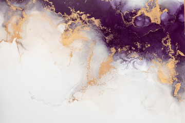 Marble ink abstract art from exquisite original painting for abstract background . Painting was painted on high quality paper texture to create smooth marble background pattern of ombre alcohol ink . © InfiniteFlow