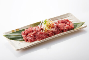 Delicious Chinese food, fresh carpaccio raw beef slices