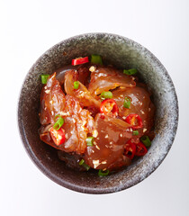 Delicious Chinese food, sour and spicy jellyfish head