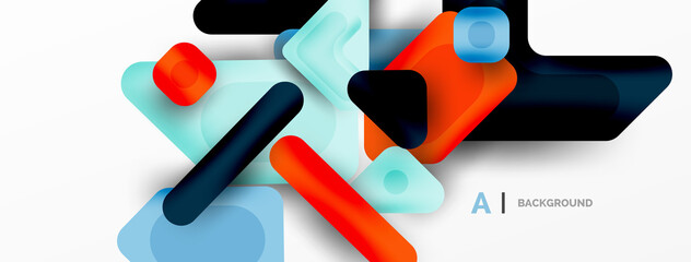 Colorful geometric shapes lines, squares and triangles. Abstract background for wallpaper, banner or landing page