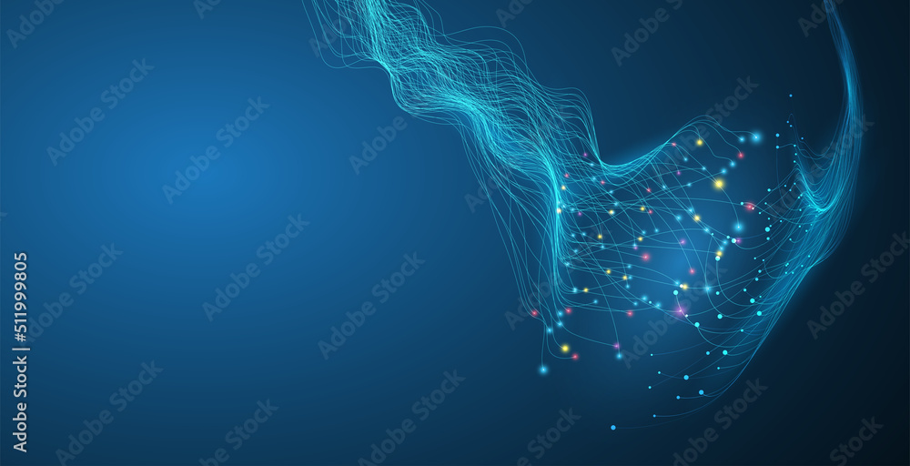 Poster big data network concept, internet connection, sound wave and wireless signal use business finance a