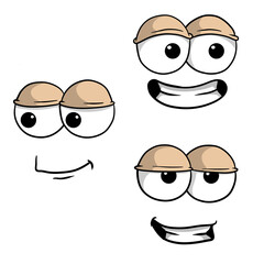 Fototapeta premium Funny eyes with emotions. Different smiles and faces. Cartoon character.