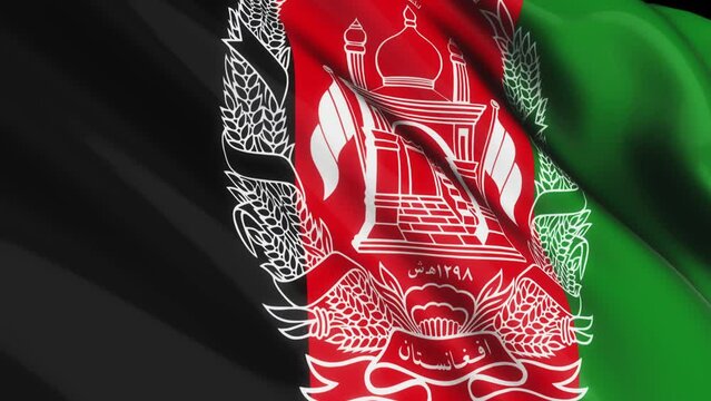 Loop of Afghanistan flag waving  texture background .Afghanistan flag video waving in wind