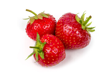 Strawberries on a white background.