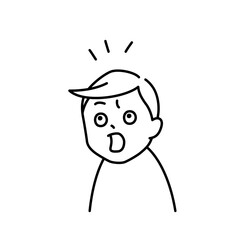 何かに驚く男性のイラスト（白背景・ベクター・切り抜き）