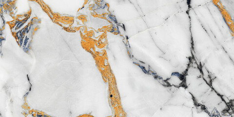 White statuario marble texture background with golden veins -