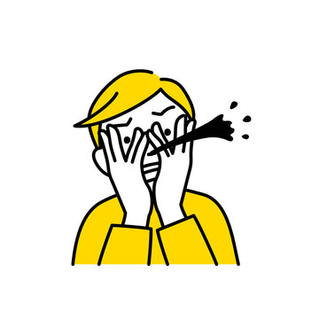 recommend clip art: 興奮して鼻血を出す男性のイラスト（白背景・ベクター・切り抜き）