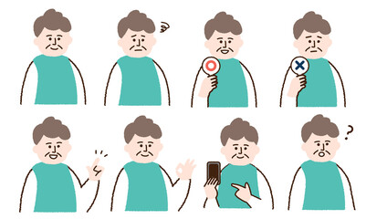 高齢男性　ポーズバリエーション