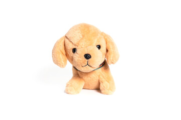 Isolated plush toy dog on white background
