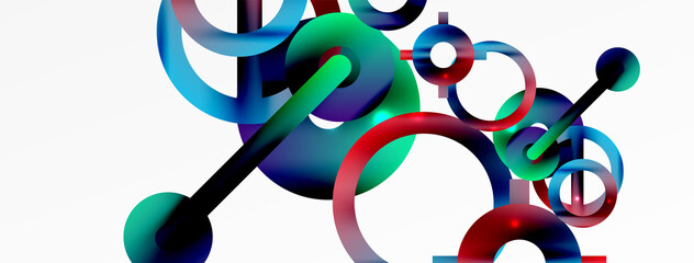 Minimal geometric abstract background. Circle, line and round shapes design. Trendy techno business template for wallpaper, banner, background or landing