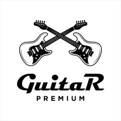 Guitar stylized icon vector illustration. guitar design element logotype premium luxury