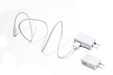 Phone charger isolated on a white background.