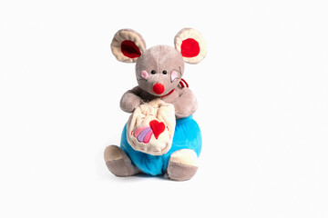 Fluffy toy mouse isolated on white background