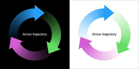 Arrow trajectory. Transparent image. Symbol graphics. Design element. Three arrows.