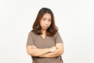 Angry gesture of Beautiful Asian Woman Isolated On White Background