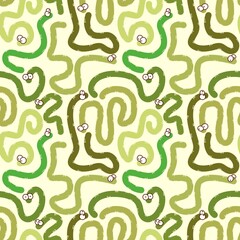Cartoon seamless worms pattern for kids and gifts and wrapping paper and clothes and fabrics and notebooks