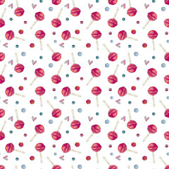 Seamless Background with Pink Lollipop