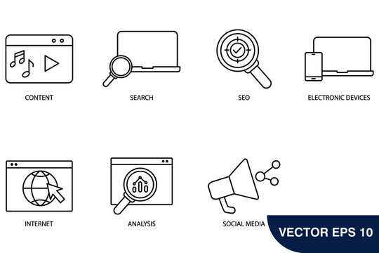 digital online marketing icons  symbol vector elements for infographic web