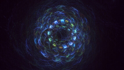 3D rendering abstract multicolor fractal light background