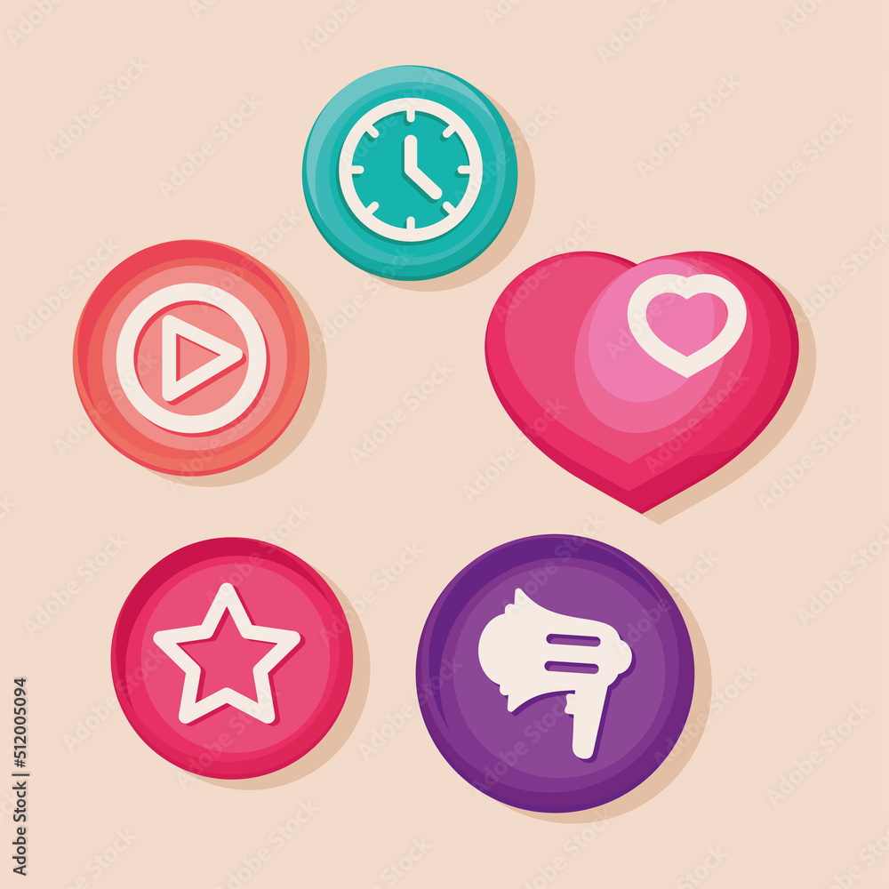 Poster five apps buttons menu