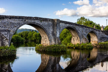 Fototapeta na wymiar Stirling Old Bridge was built around 1400. A stone bridge which crosses river Forth.