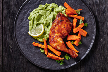 chicken with guasacaca sauce and sweet potato