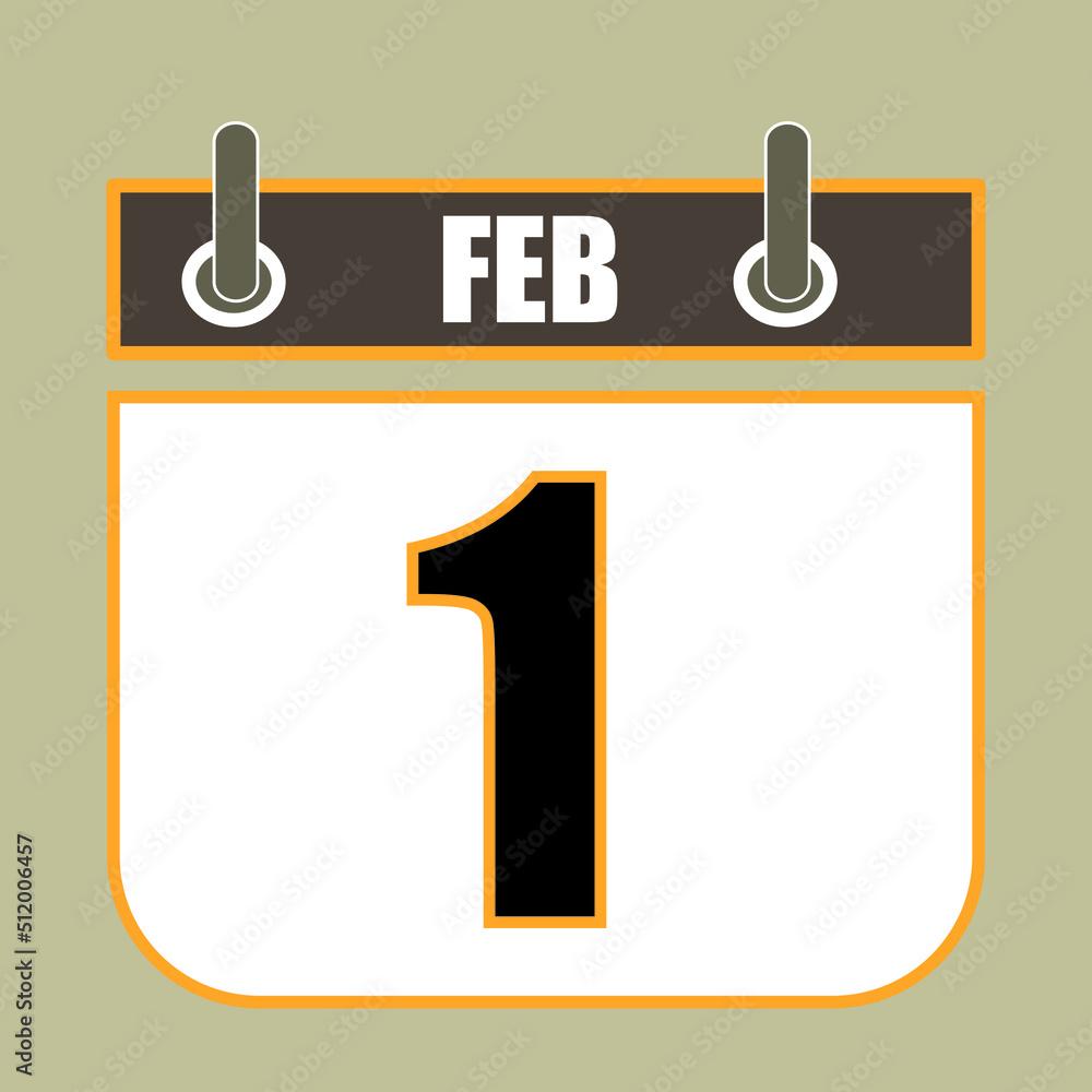 Poster calendar flipping date time day month feb simple flat vector illustration application app logo icon 