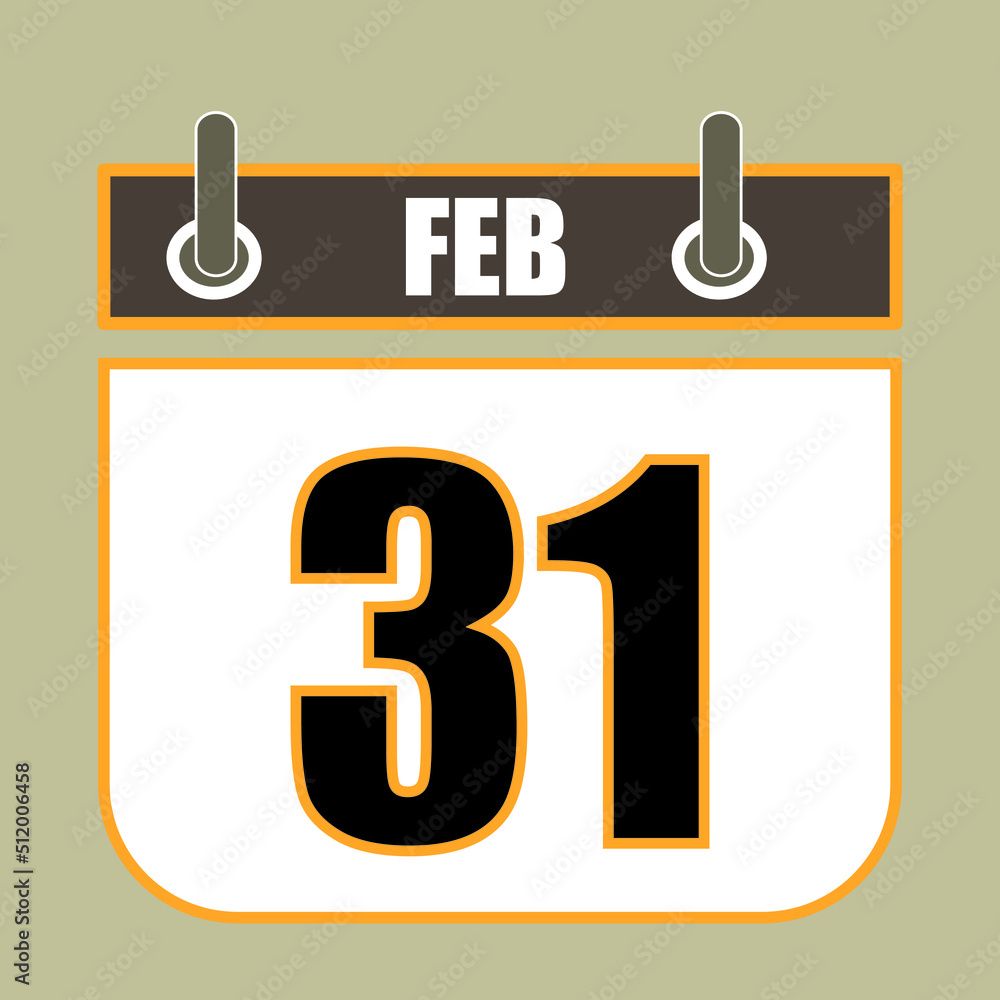 Poster calendar flipping date time day month feb simple flat vector illustration application app logo icon 