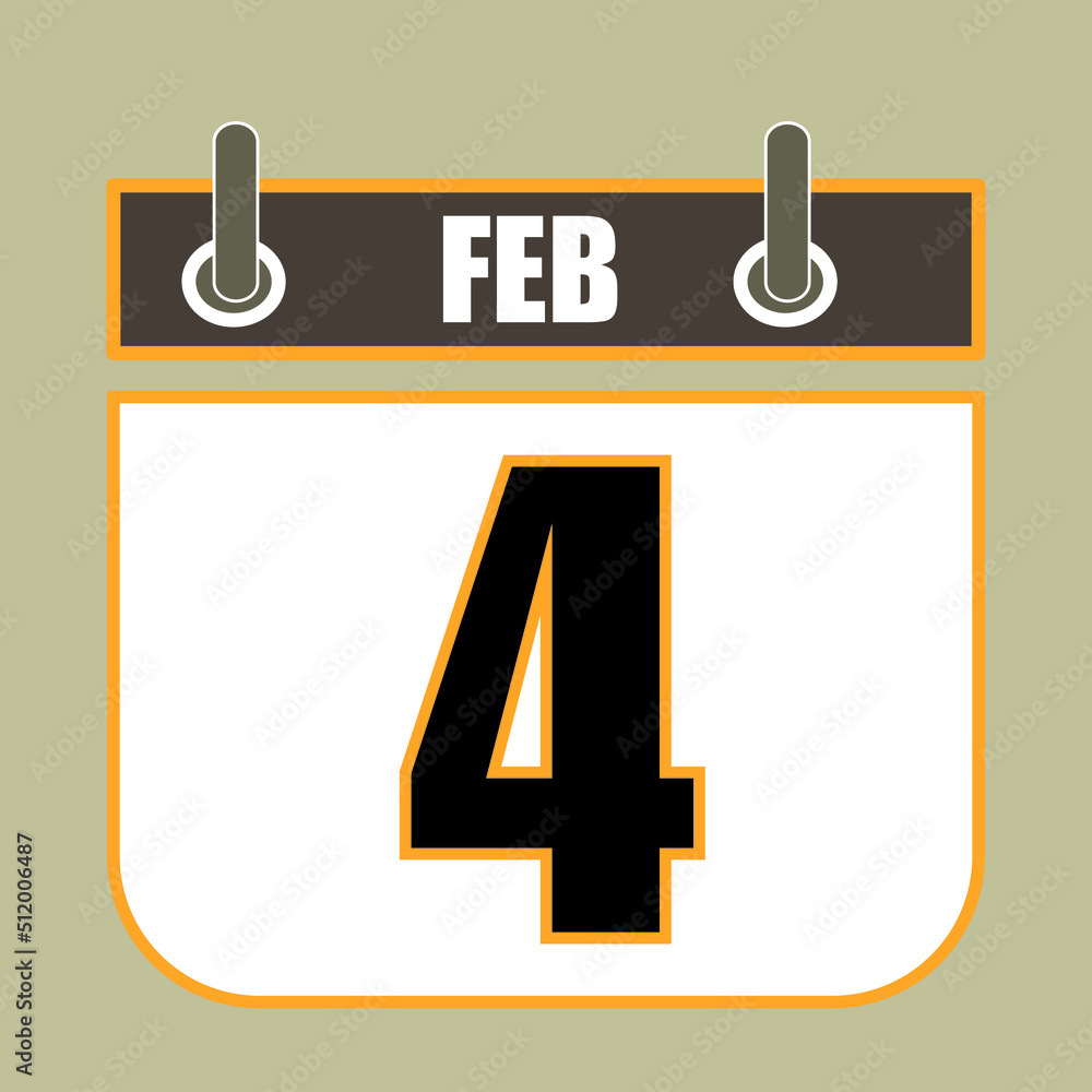 Poster calendar flipping date time day month feb simple flat vector illustration application app logo icon 