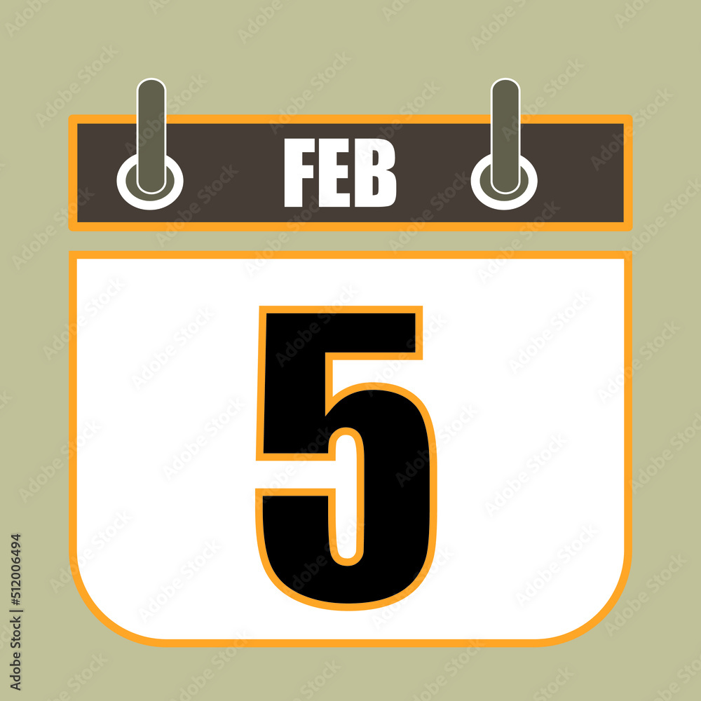 Poster calendar flipping date time day month feb simple flat vector illustration application app logo icon 