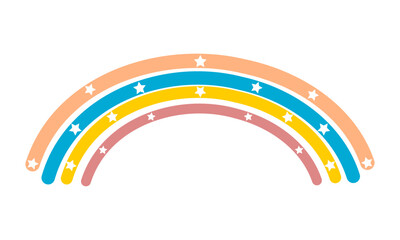 Cute rainbow stars boho flat vector icon design.