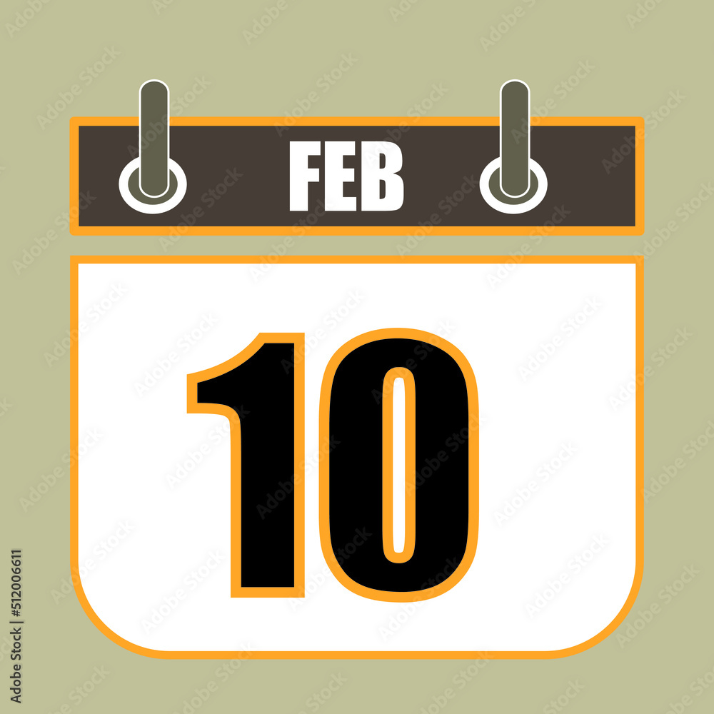 Poster calendar flipping date time day month feb simple flat vector illustration application app logo icon 