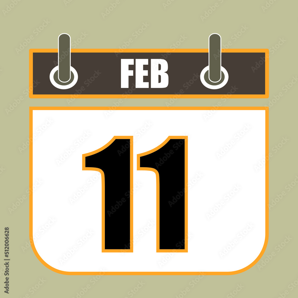 Poster calendar flipping date time day month feb simple flat vector illustration application app logo icon 