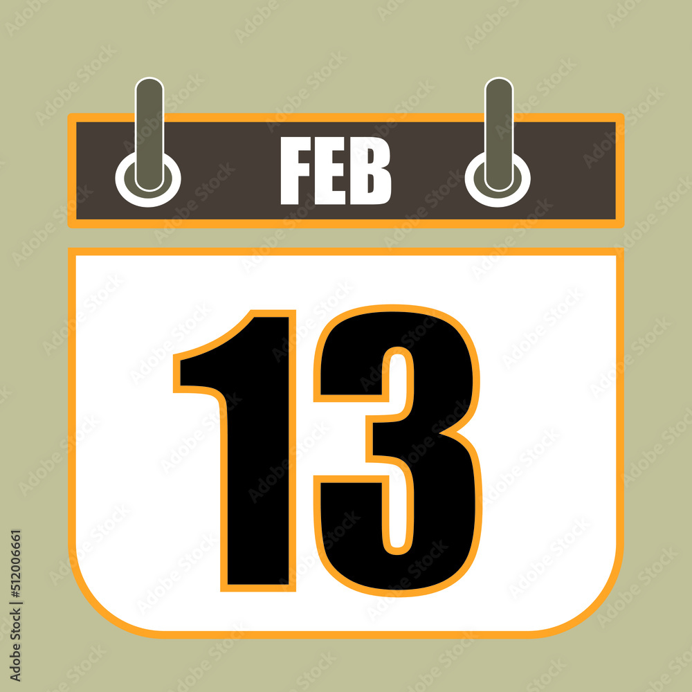 Poster calendar flipping date time day month feb simple flat vector illustration application app logo icon 