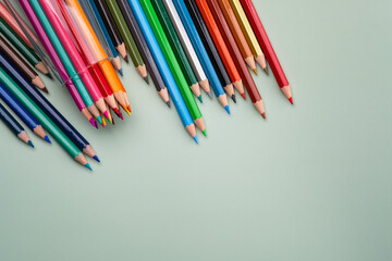 Colored pencils background, back to school concept
