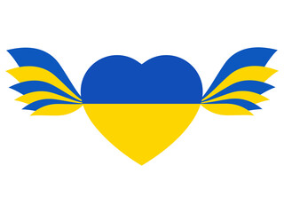 Fototapeta na wymiar Heart with wings of color of the Ukrainian flag. Vector