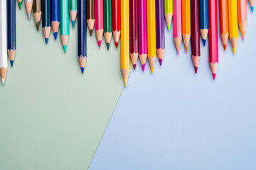 Colored pencils background, back to school concept
