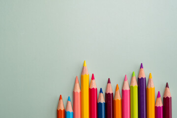 Colored pencils background, back to school concept
