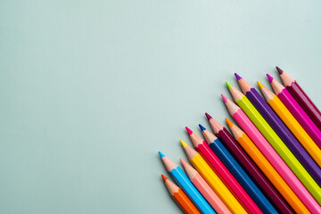 Colored pencils background, back to school concept
