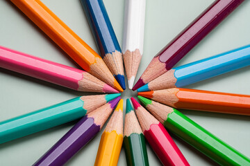 Fototapeta premium Colored pencils background, back to school concept 
